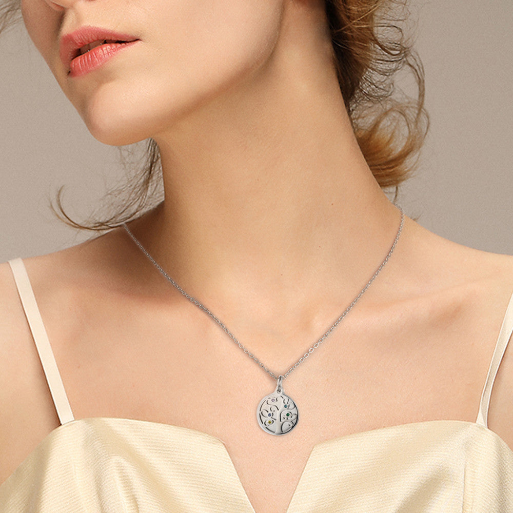 Familly Tree Birthstone Personalized Stainless Steel Necklace