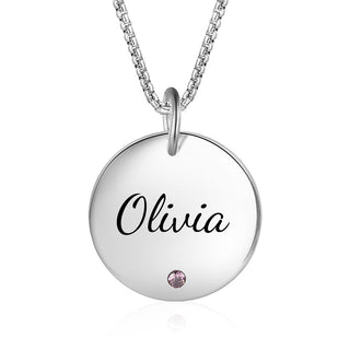 Stainless Steel Round Name Pendant Necklace