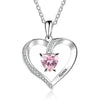 Custom 925 Sterling Silver One Birthstone Heart Necklace