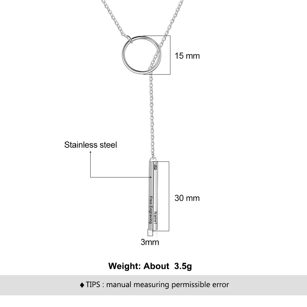 Personalized Stainless Steel Bar Necklace