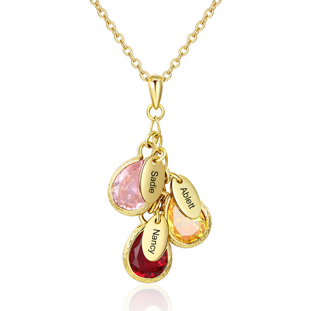 Birthstone Personalized Rhodium Plated Necklace