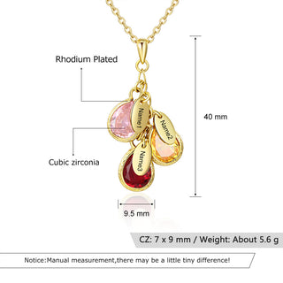 Birthstone Personalized Rhodium Plated Necklace