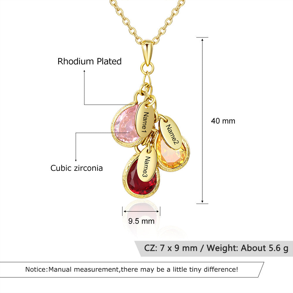 Birthstone Personalized Rhodium Plated Necklace