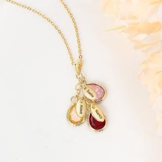 Birthstone Personalized Rhodium Plated Necklace