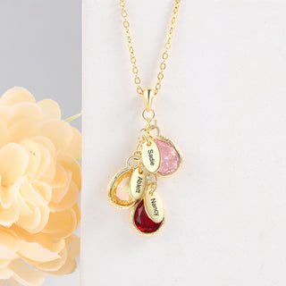 Birthstone Personalized Rhodium Plated Necklace