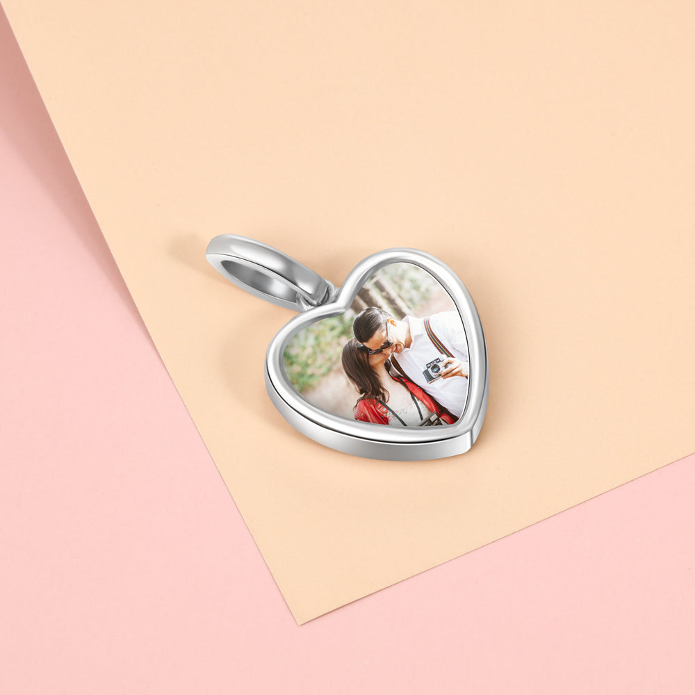 925 Sterling Silver Heart Shape Personalized Photo Pendant Necklace