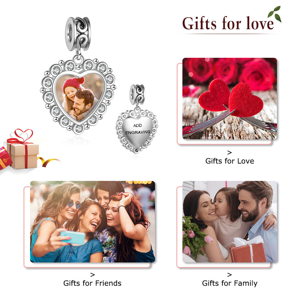 Custom Photo Heart Bracelet Charm