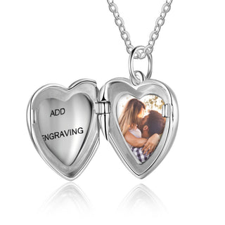 925 Sterling Silver Personalized Photo Heart Pendant Necklace