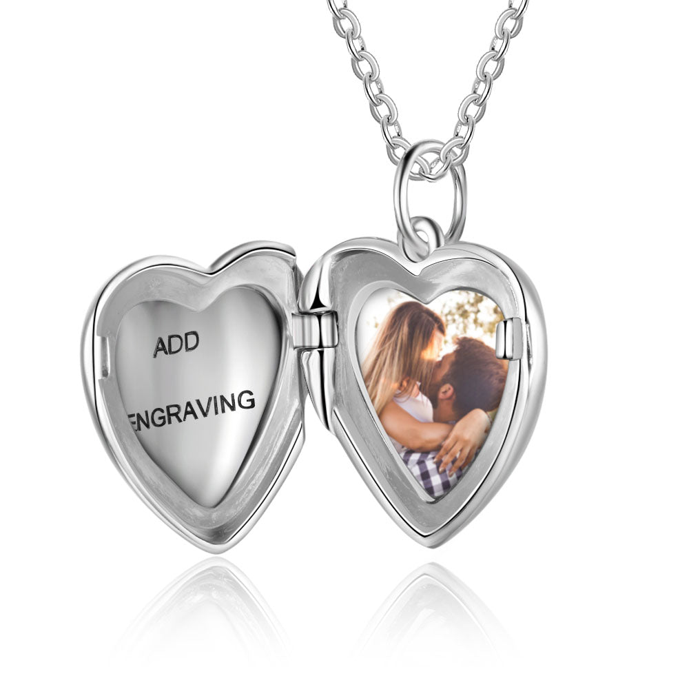 925 Sterling Silver Personalized Photo Heart Pendant Necklace