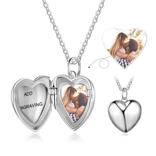 925 Sterling Silver Personalized Photo Heart Pendant Necklace