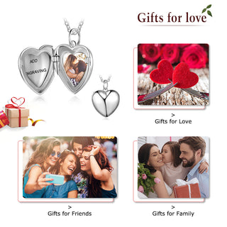 925 Sterling Silver Personalized Photo Heart Pendant Necklace