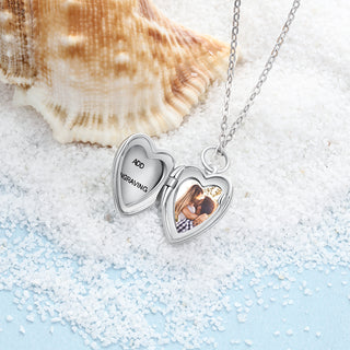 925 Sterling Silver Personalized Photo Heart Pendant Necklace