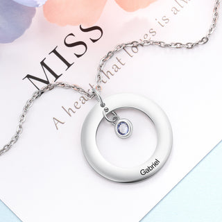 Stainless Steel Birthstone Circle Necklace