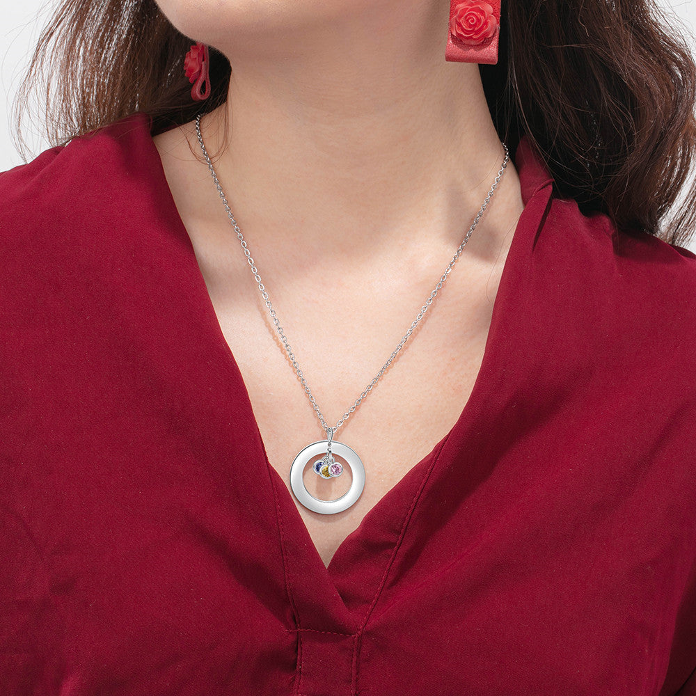 Stainless Steel Birthstone Circle Necklace