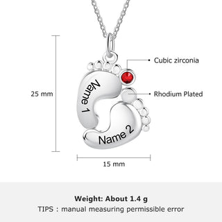 Personalized Rhodium Plated Feet Necklace