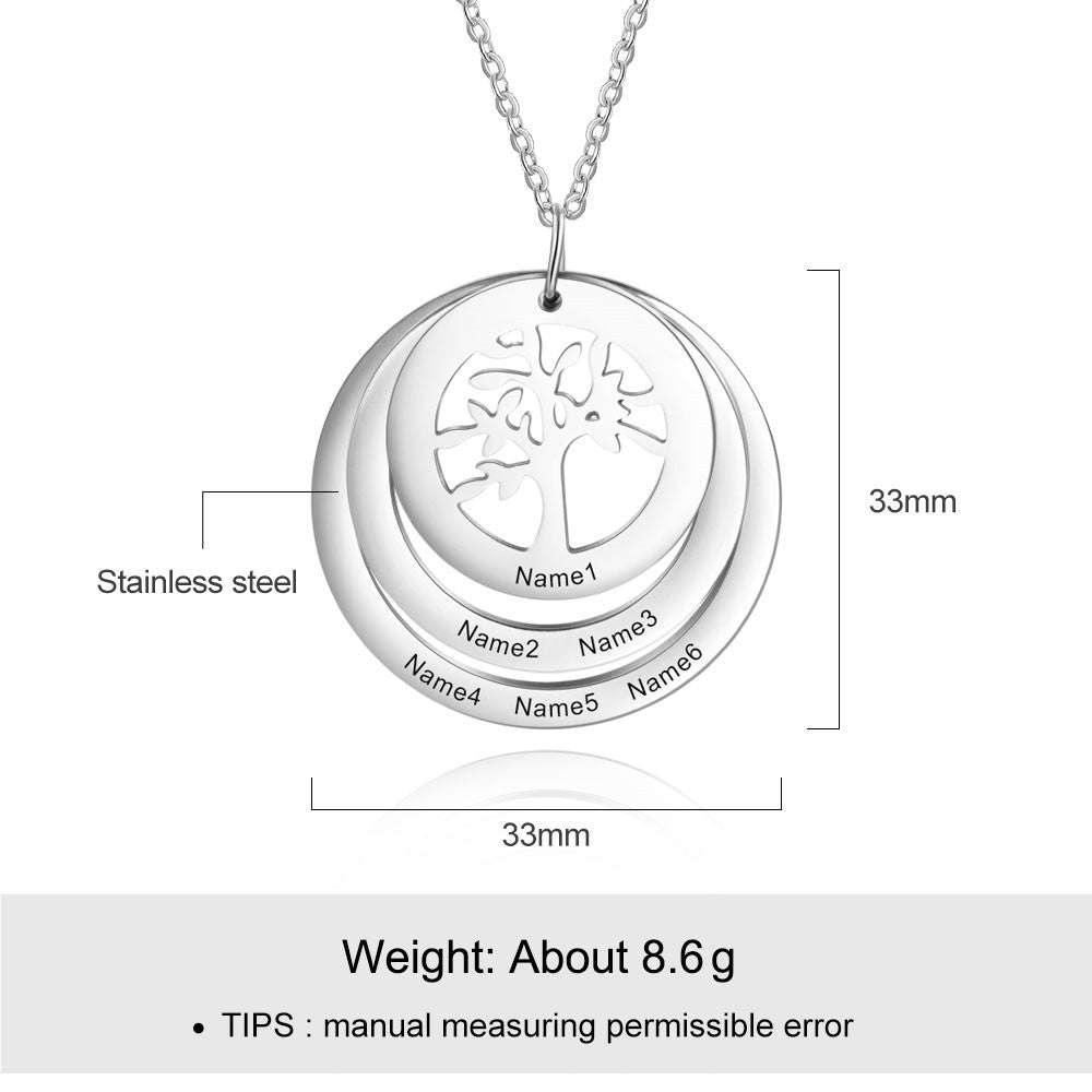 Personalized Stainless Steel Tree Necklace