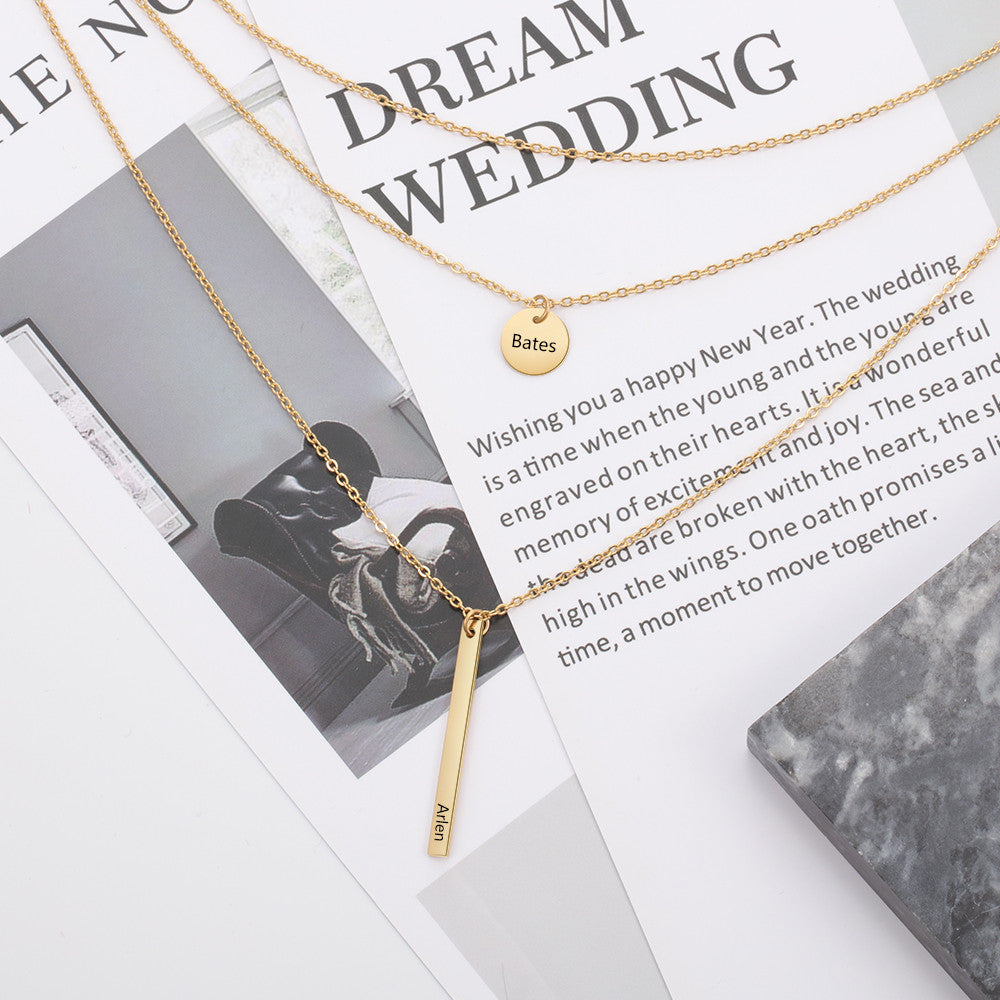 Stainelss Steel Vertical Bar Necklace