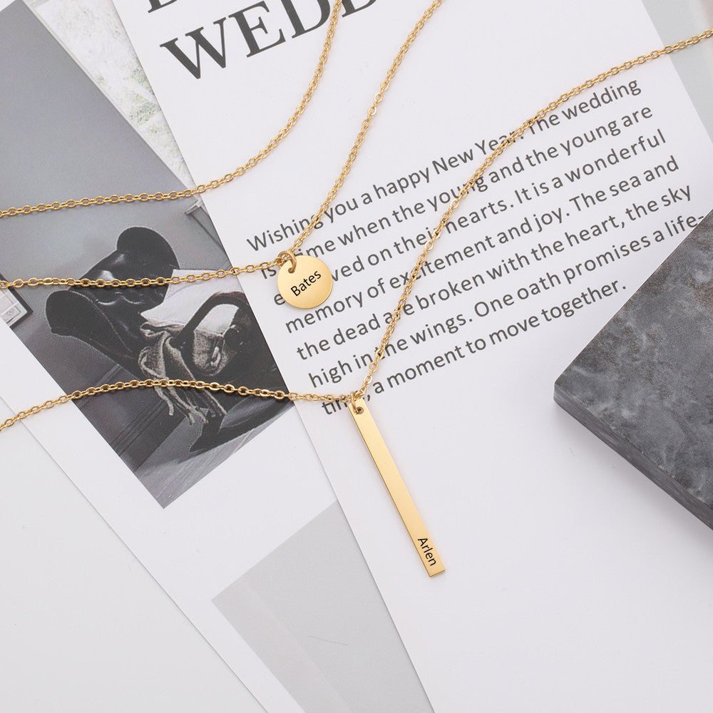 Stainelss Steel Vertical Bar Necklace