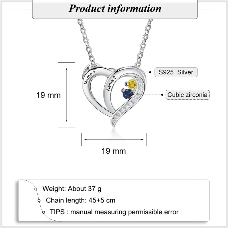 Custom 925 Sterling Silver Two Birthstone Necklace