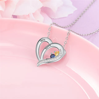 Custom 925 Sterling Silver Two Birthstone Necklace