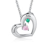 925 Sterling Silver Two Birthstone Heart Necklace