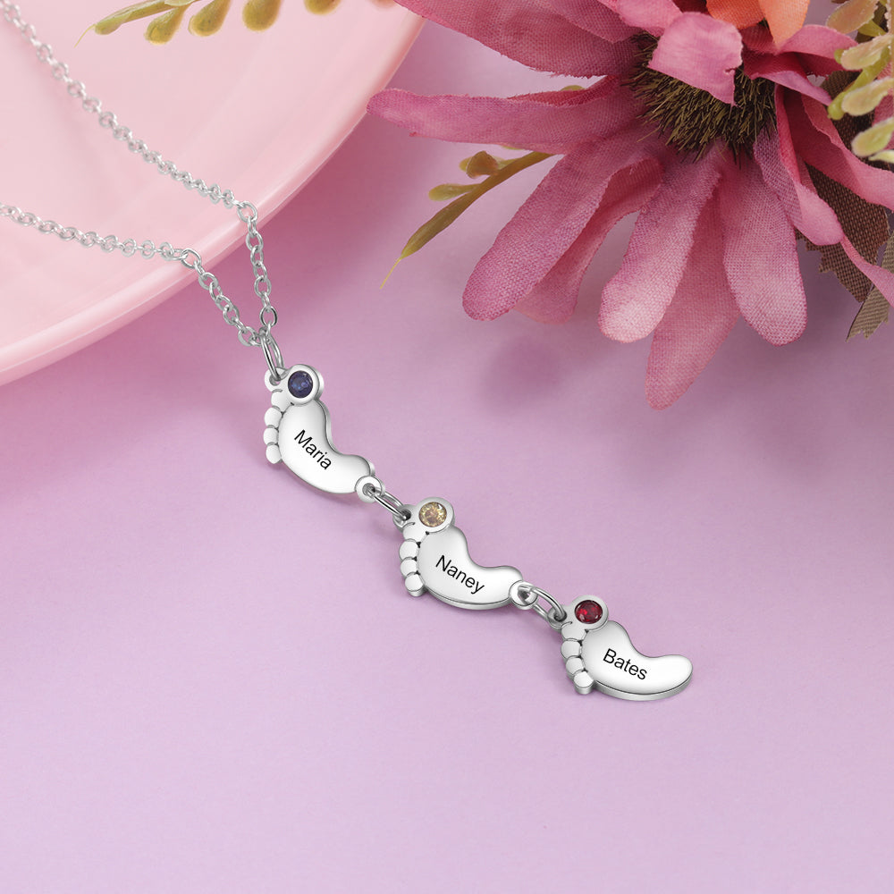 Personalized Name Baby Feet Necklace