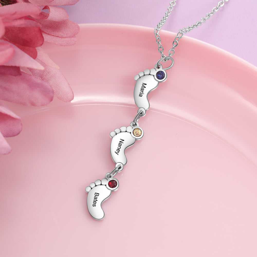 Personalized Name Baby Feet Necklace
