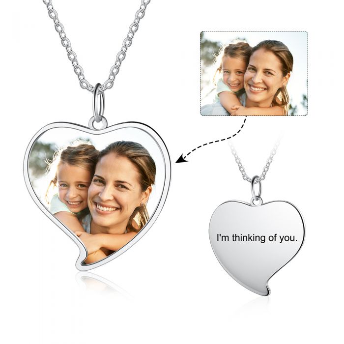 Personalized Rhodium Plated Photo Necklace