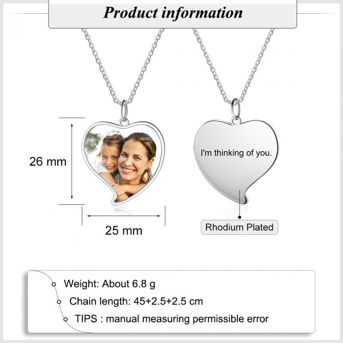 Personalized Rhodium Plated Photo Necklace