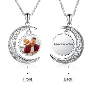 Copper Moon Sun Photo Pendant Necklace with Name