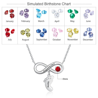 Personalized Birthstone Infinity Baby Feet Necklace