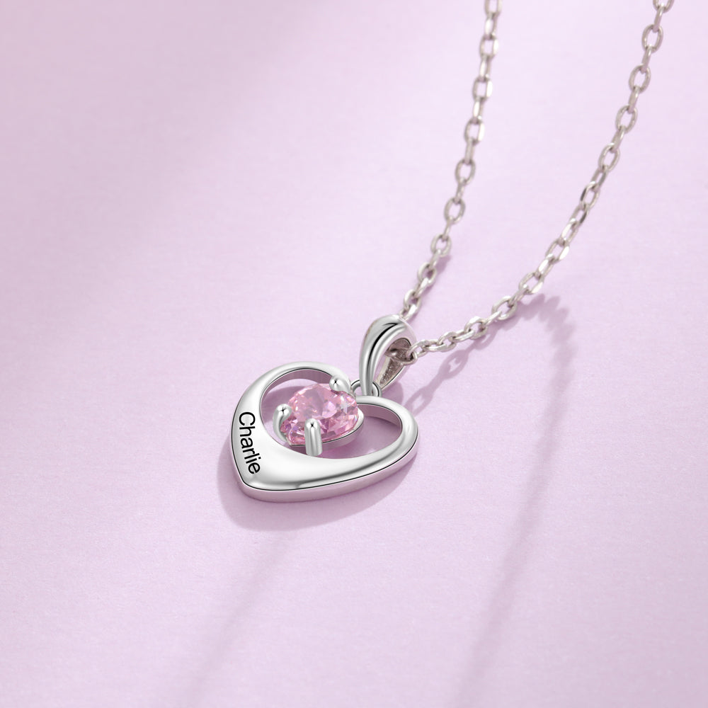 Rhodium Plated Heart Necklace