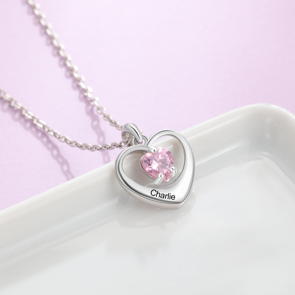 Rhodium Plated Heart Necklace
