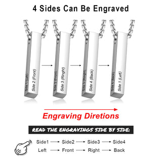 Engraving Stainless Steel Vertical Bar Necklace