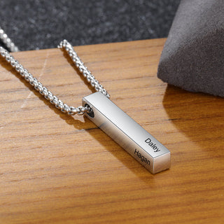Engraving Stainless Steel Vertical Bar Necklace