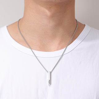 Engraving Stainless Steel Vertical Bar Necklace