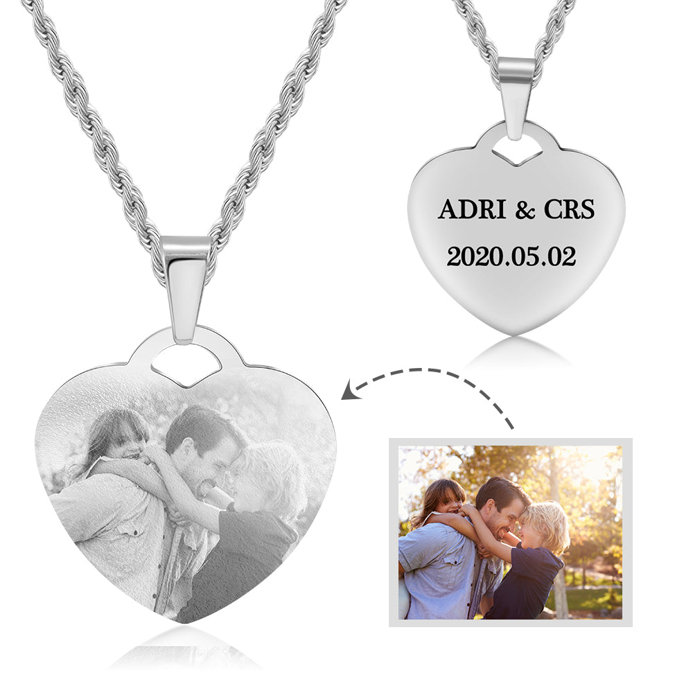 Engraving Stainless Steel Photo Necklace