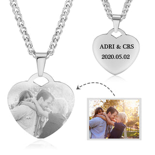 Engraving Stainless Steel Photo Necklace