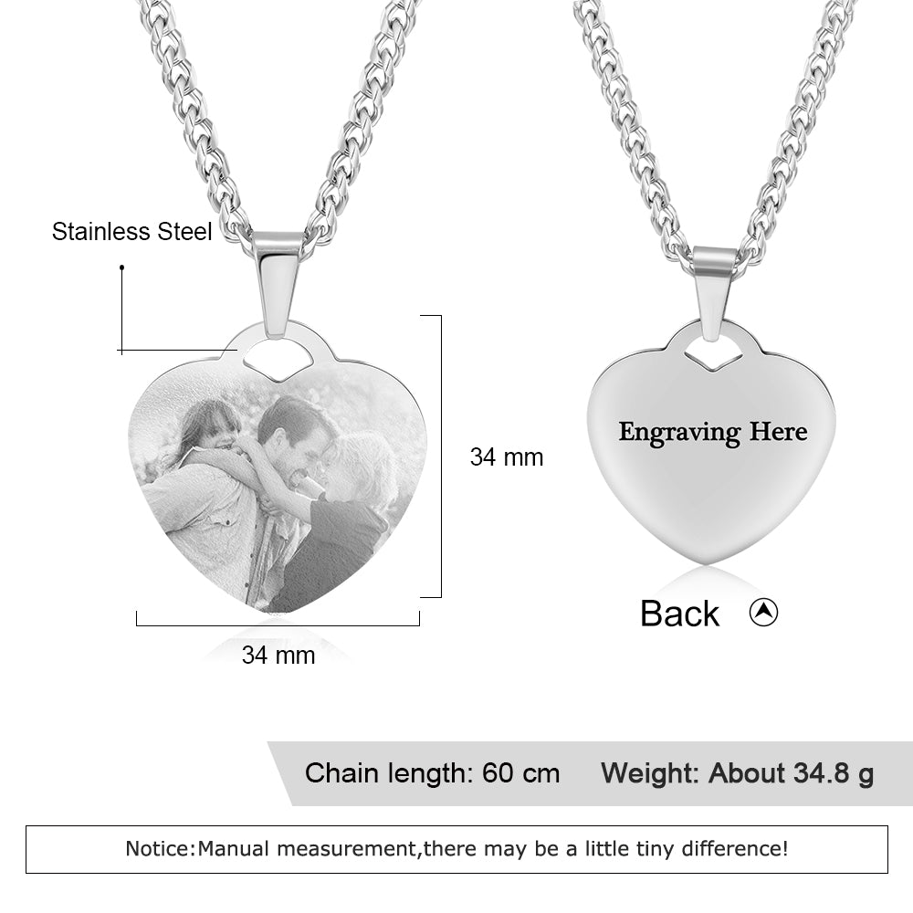 Engraving Stainless Steel Photo Necklace