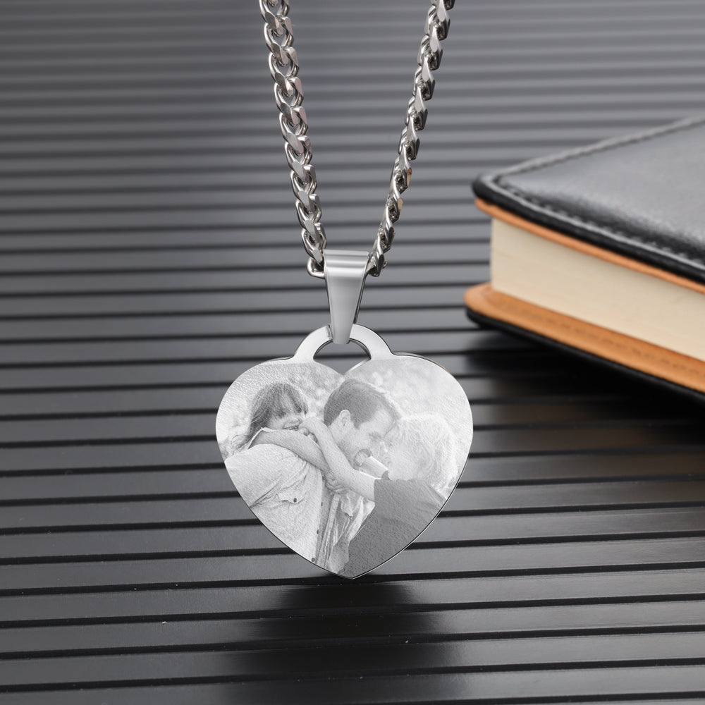 Engraving Stainless Steel Photo Necklace