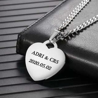 Engraving Stainless Steel Photo Necklace