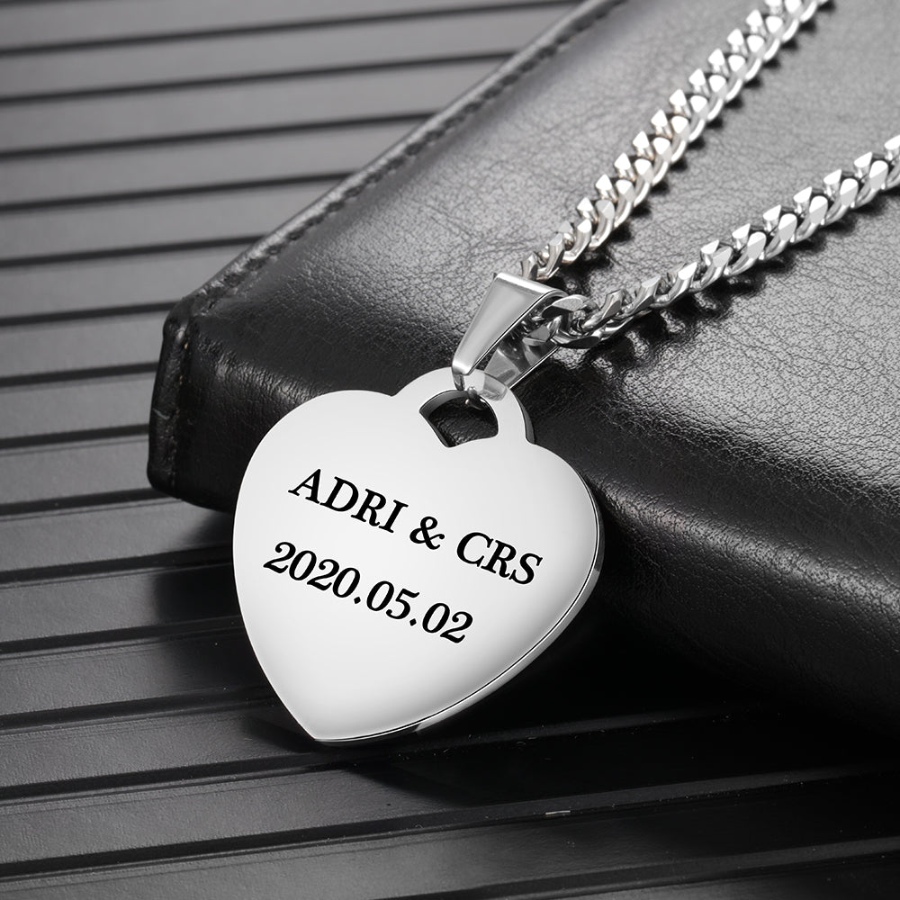 Engraving Stainless Steel Photo Necklace