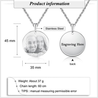 Engraving Stainless Steel Photo Necklace