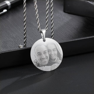 Engraving Stainless Steel Photo Necklace