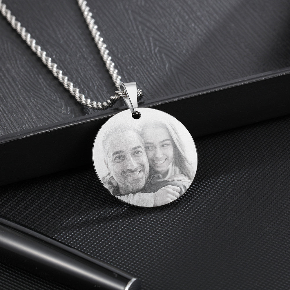 Engraving Stainless Steel Photo Necklace