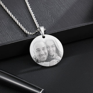 Engraving Stainless Steel Photo Necklace