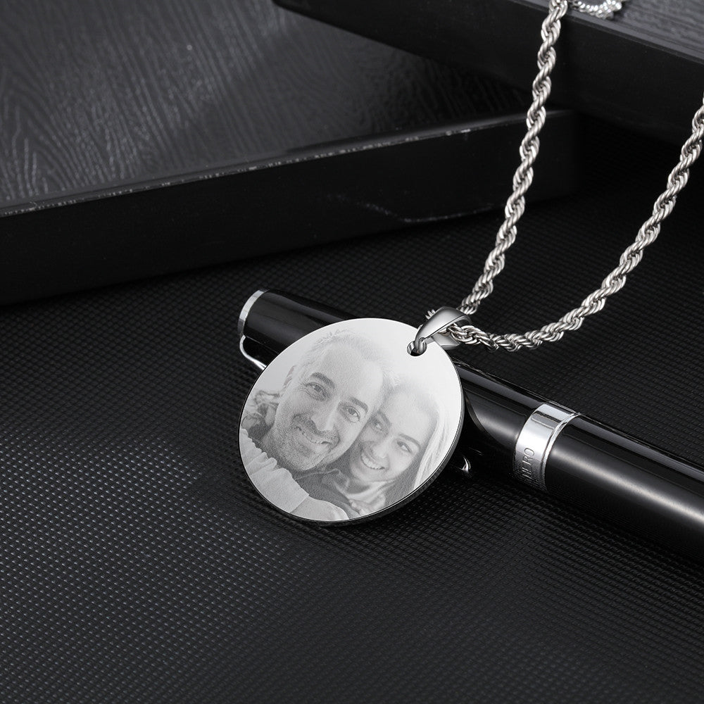 Engraving Stainless Steel Photo Necklace