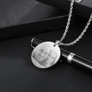 Engraving Stainless Steel Photo Necklace