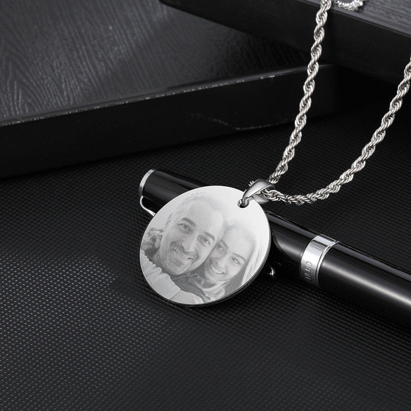 Engraving Stainless Steel Photo Necklace