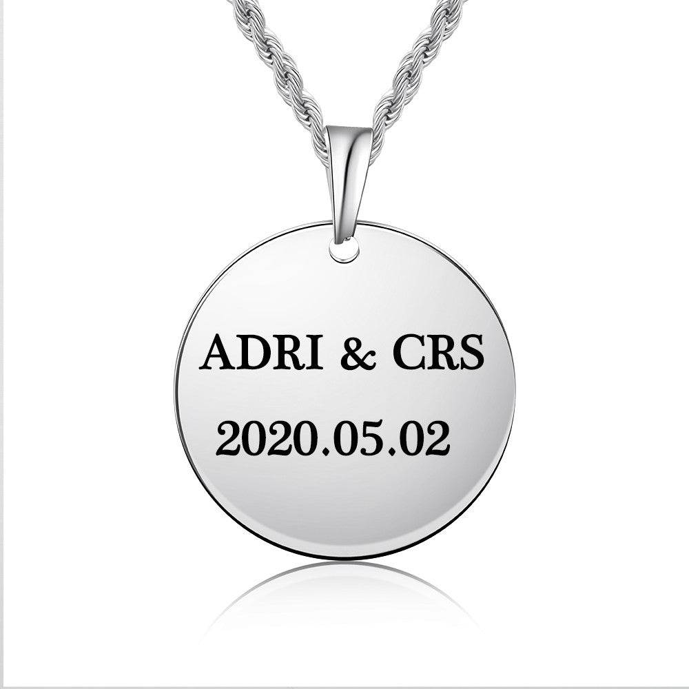 Engraving Stainless Steel Photo Necklace